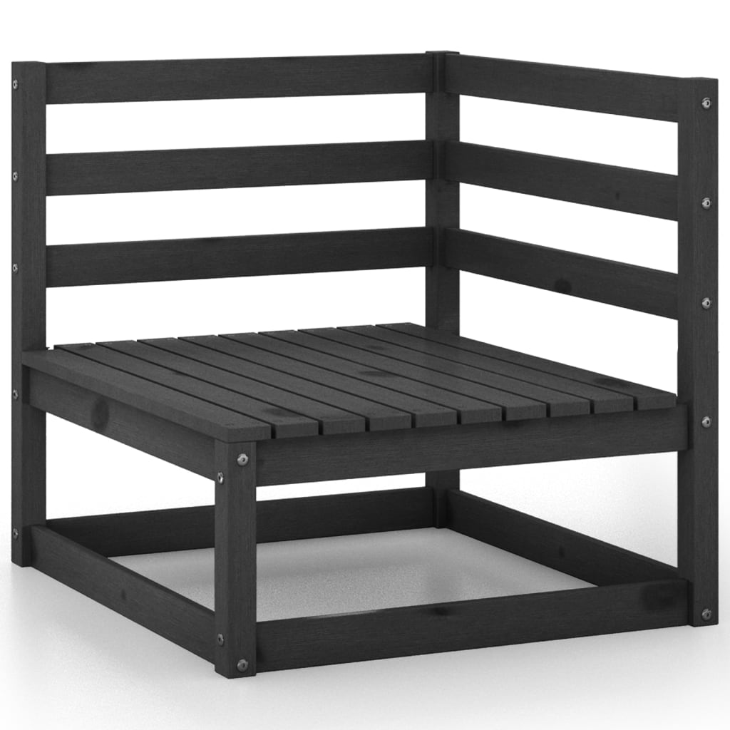 Set mobilier de grădină, 5 piese, negru, lemn masiv de pin - Lando