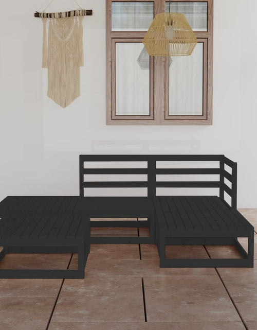 Încărcați imaginea în vizualizatorul Galerie, Set mobilier de grădină, 5 piese, negru, lemn masiv de pin - Lando
