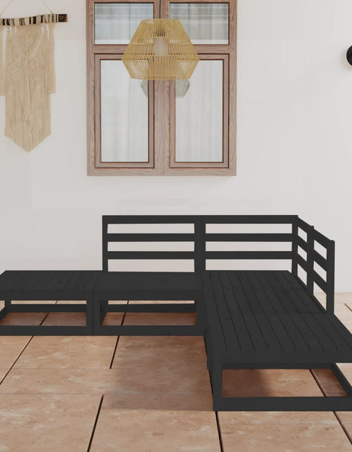 Încărcați imaginea în vizualizatorul Galerie, Set mobilier de grădină, 5 piese, negru, lemn masiv de pin - Lando
