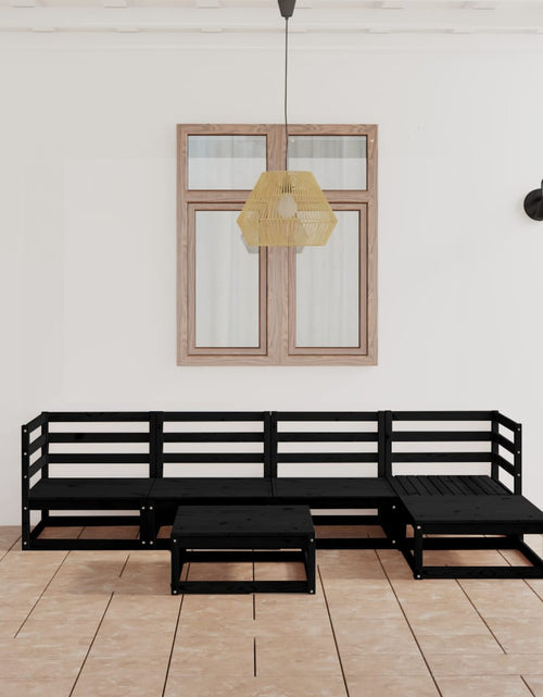 Încărcați imaginea în vizualizatorul Galerie, Set mobilier de grădină, 6 piese, negru, lemn masiv de pin - Lando
