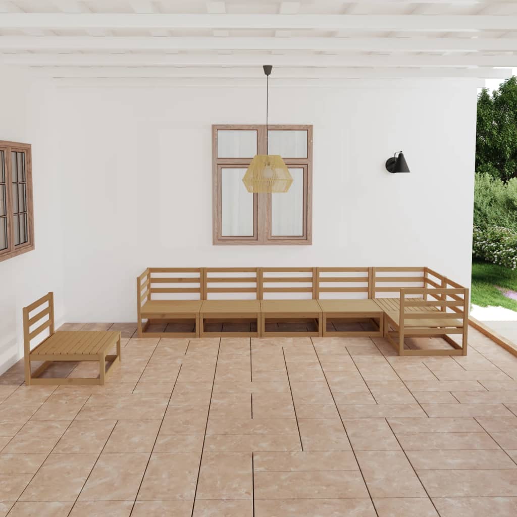 Set mobilier de grădină, 7 piese, maro miere, lemn masiv pin - Lando
