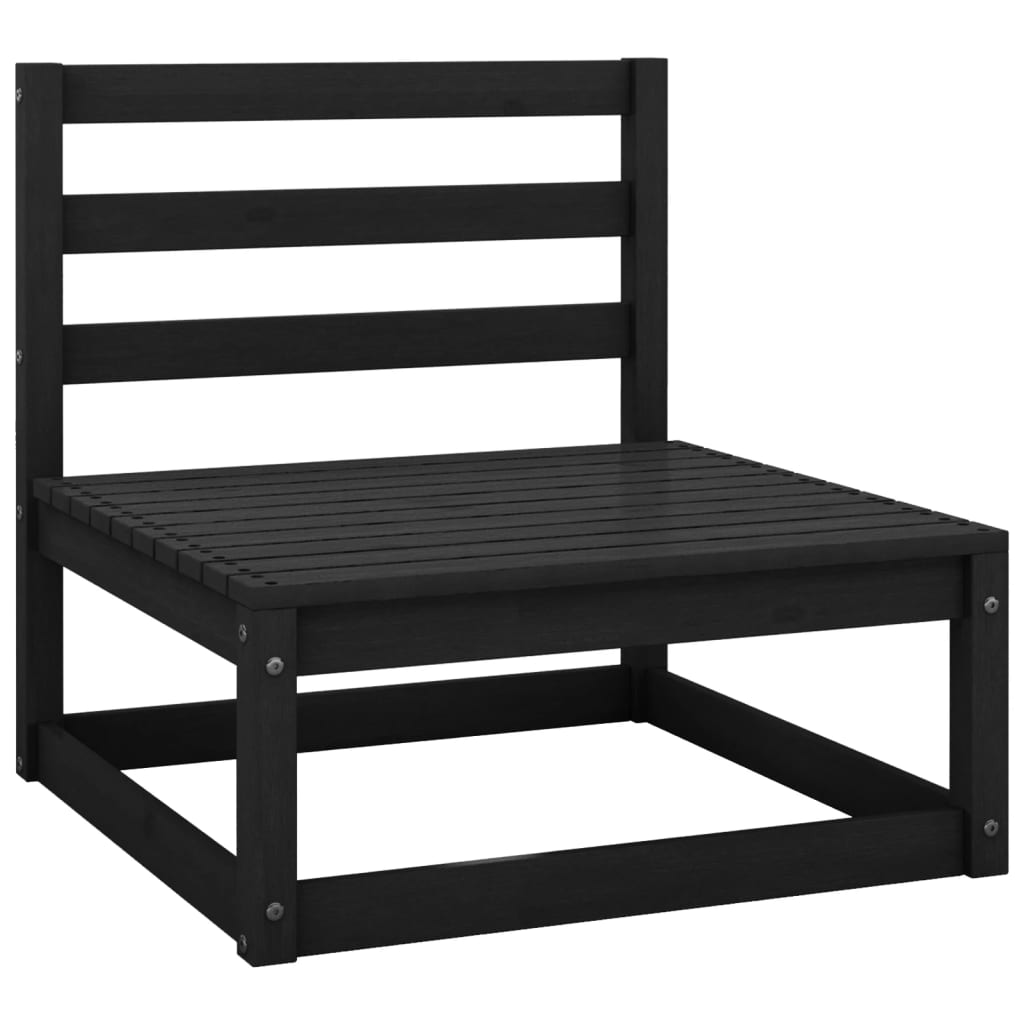 Set mobilier relaxare de grădină 10 piese negru lemn masiv pin - Lando