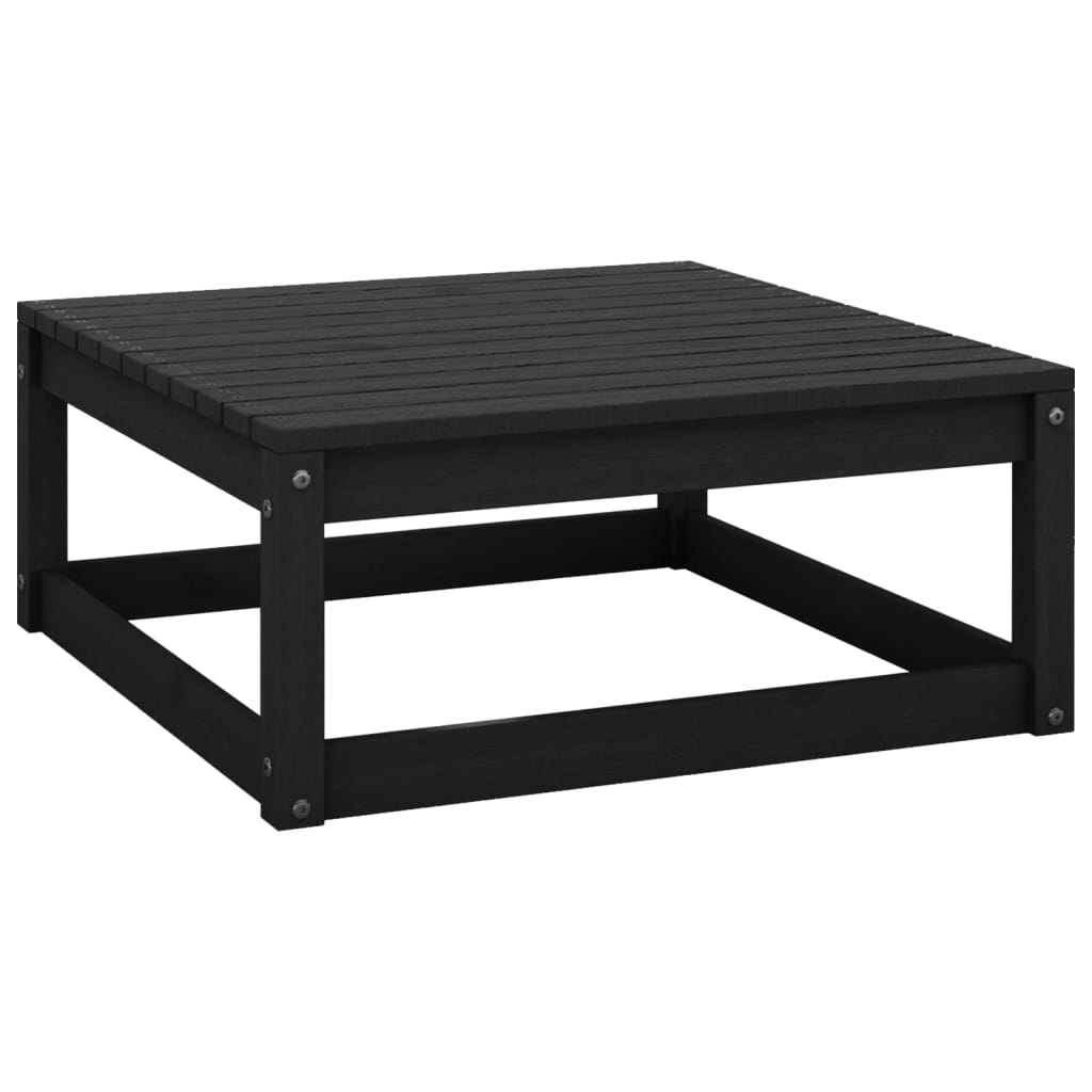 Set mobilier relaxare de grădină 10 piese negru lemn masiv pin - Lando