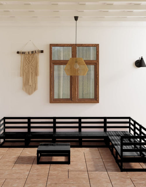 Încărcați imaginea în vizualizatorul Galerie, Set mobilier de grădină, 9 piese, negru, lemn masiv de pin - Lando
