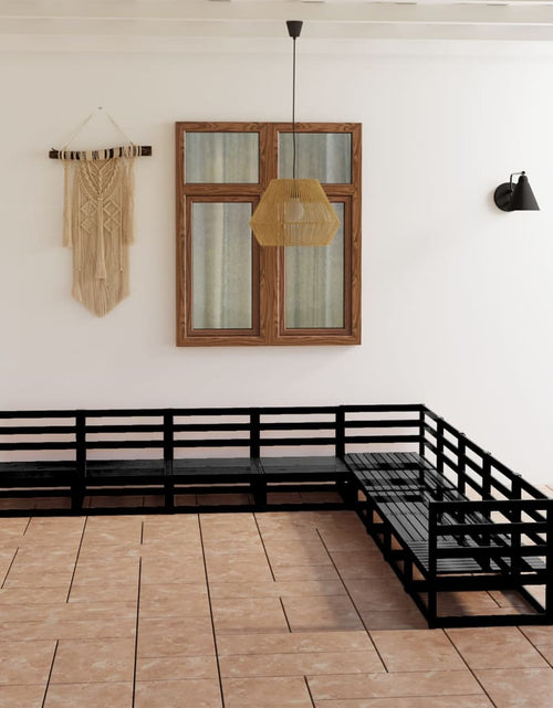 Încărcați imaginea în vizualizatorul Galerie, Set mobilier de grădină, 9 piese, negru, lemn masiv de pin - Lando
