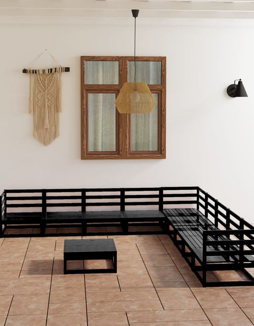 Încărcați imaginea în vizualizatorul Galerie, Set mobilier de grădină, 10 piese, negru, lemn masiv pin - Lando
