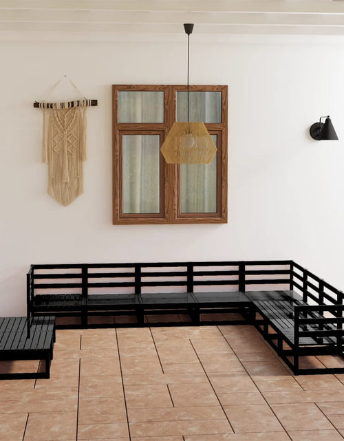 Încărcați imaginea în vizualizatorul Galerie, Set mobilier de grădină, 10 piese negru lemn masiv pin - Lando

