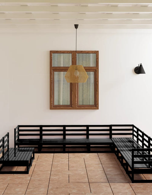 Încărcați imaginea în vizualizatorul Galerie, Set mobilier de grădină, 11 piese, negru lemn masiv pin - Lando

