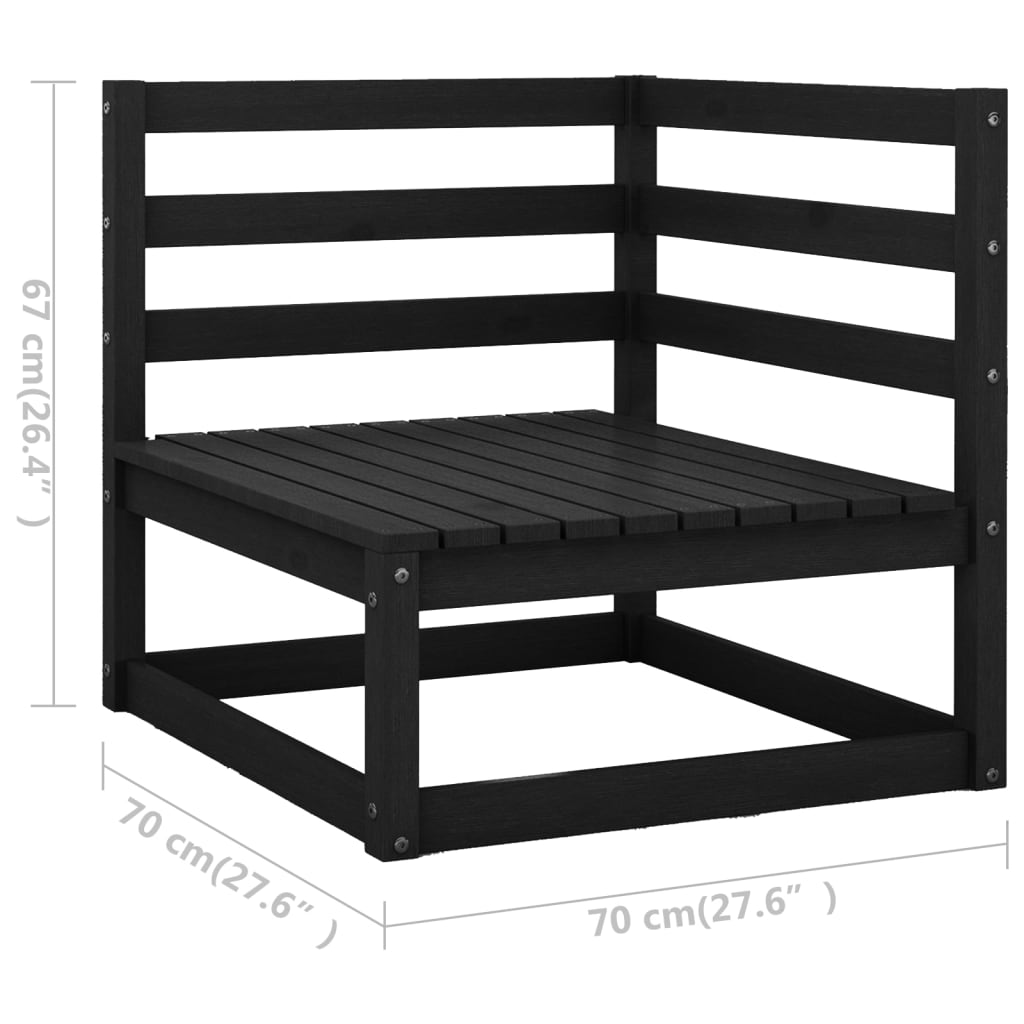 Set mobilier de grădină, 12 piese, negru, lemn masiv de pin - Lando