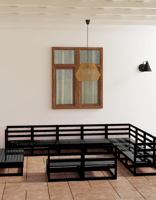 Încărcați imaginea în vizualizatorul Galerie, Set mobilier de grădină, 12 piese, negru, lemn masiv pin - Lando
