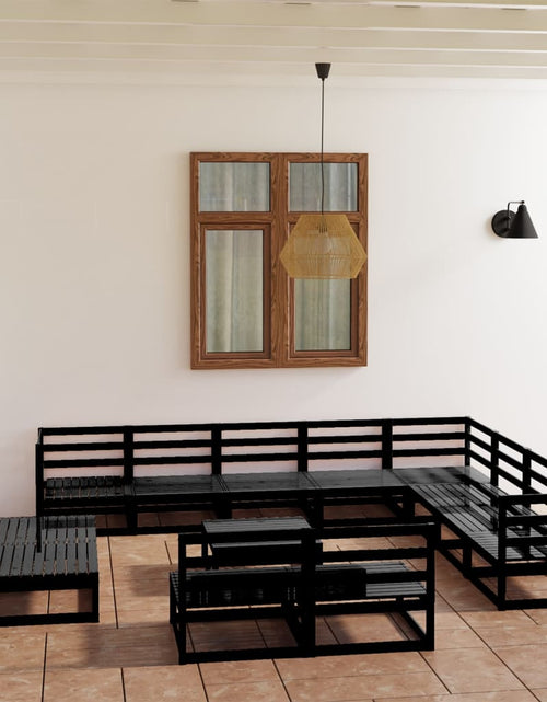 Încărcați imaginea în vizualizatorul Galerie, Set mobilier de grădină, 13 piese, negru, lemn masiv de pin - Lando
