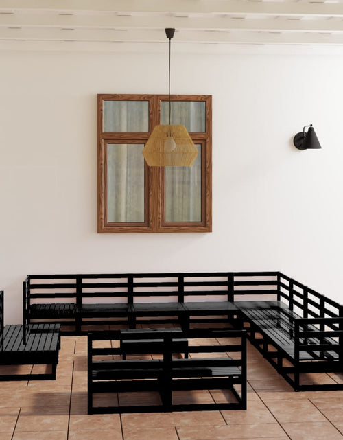 Încărcați imaginea în vizualizatorul Galerie, Set mobilier de grădină, 14 piese, negru, lemn masiv de pin - Lando
