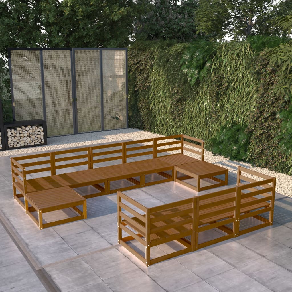 Set mobilier de grădină, 10 piese, lemn masiv de pin - Lando