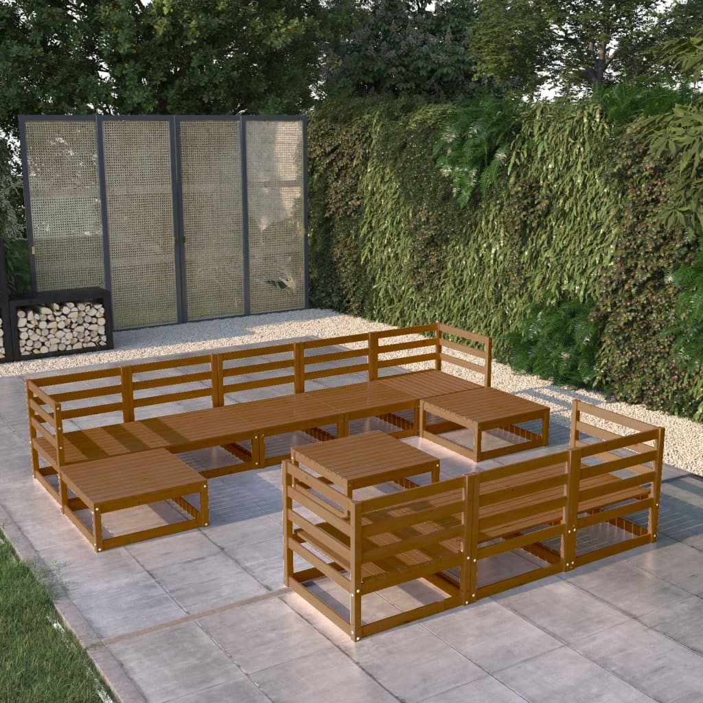 Set mobilier de grădină, 11 piese, lemn masiv de pin - Lando