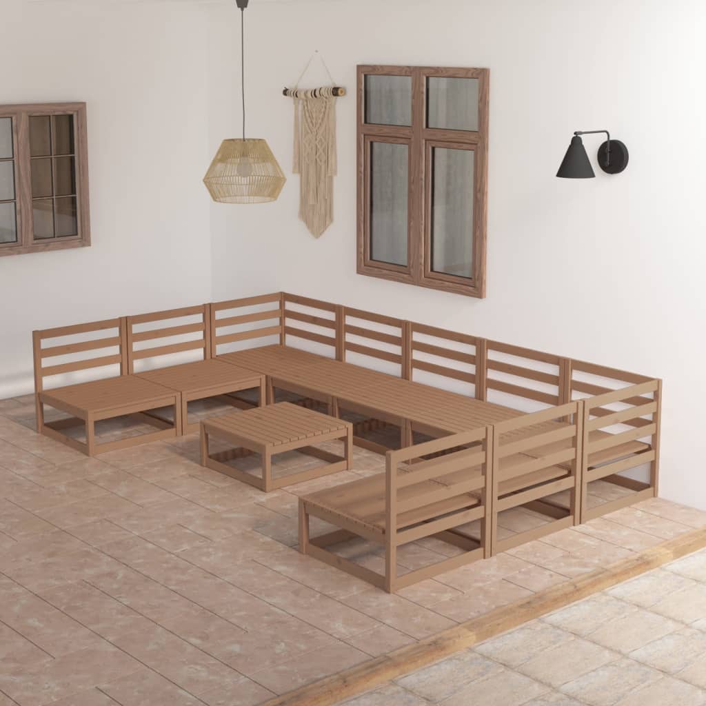 Set mobilier de grădină, 10 piese, lemn masiv pin - Lando