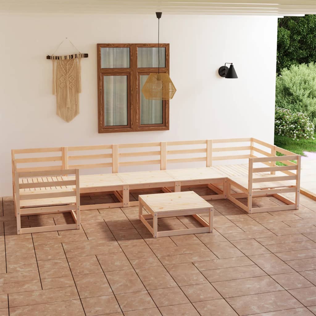 Set mobilier de grădină din 8 piese, lemn masiv de pin - Lando
