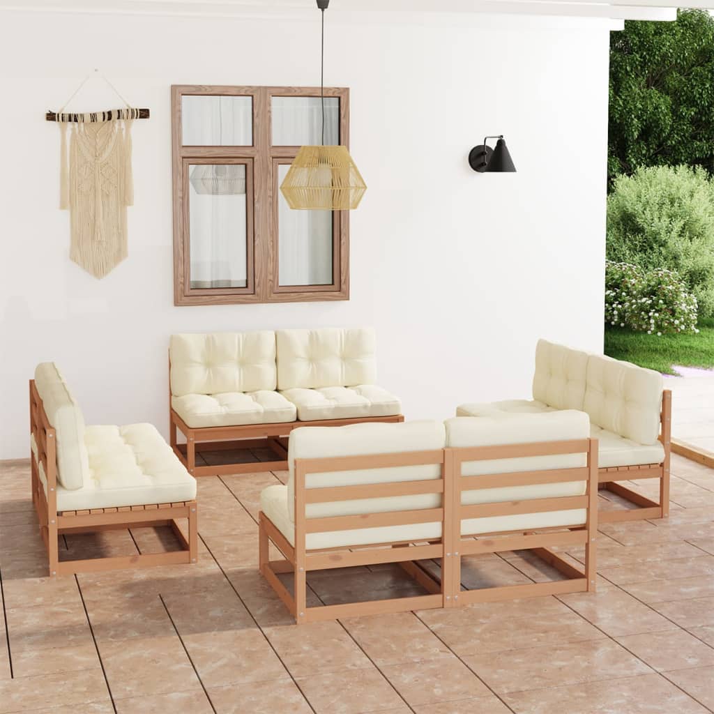 Set mobilier de grădină cu perne, 8 piese, lemn masiv de pin - Lando