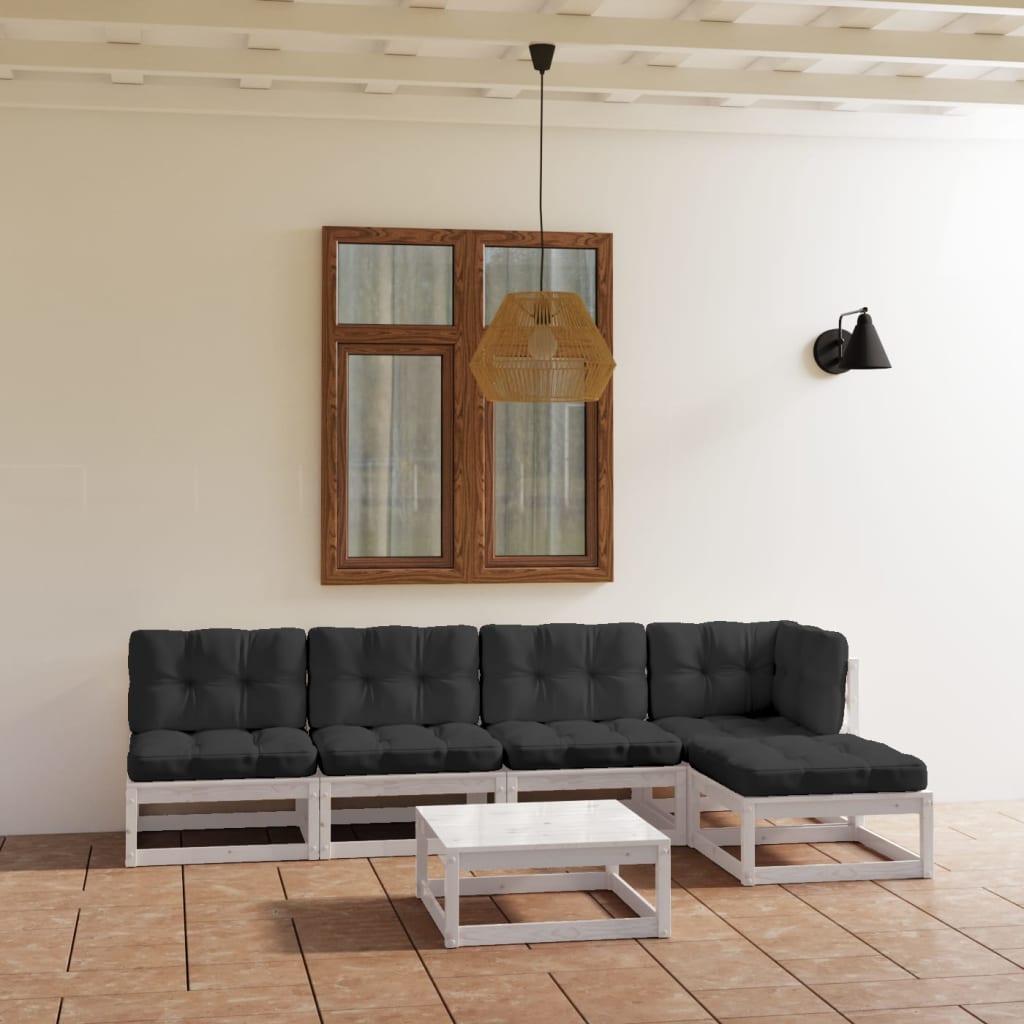 Set mobilier de grădină cu perne, 6 piese, lemn masiv pin - Lando