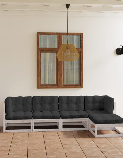 Încărcați imaginea în vizualizatorul Galerie, Set mobilier de grădină cu perne, 5 piese, lemn masiv de pin - Lando

