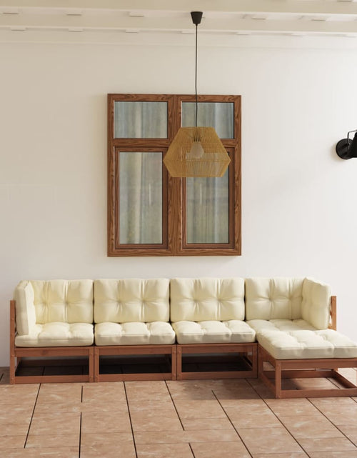 Încărcați imaginea în vizualizatorul Galerie, Set mobilier de grădină cu perne, 5 piese, lemn masiv pin - Lando
