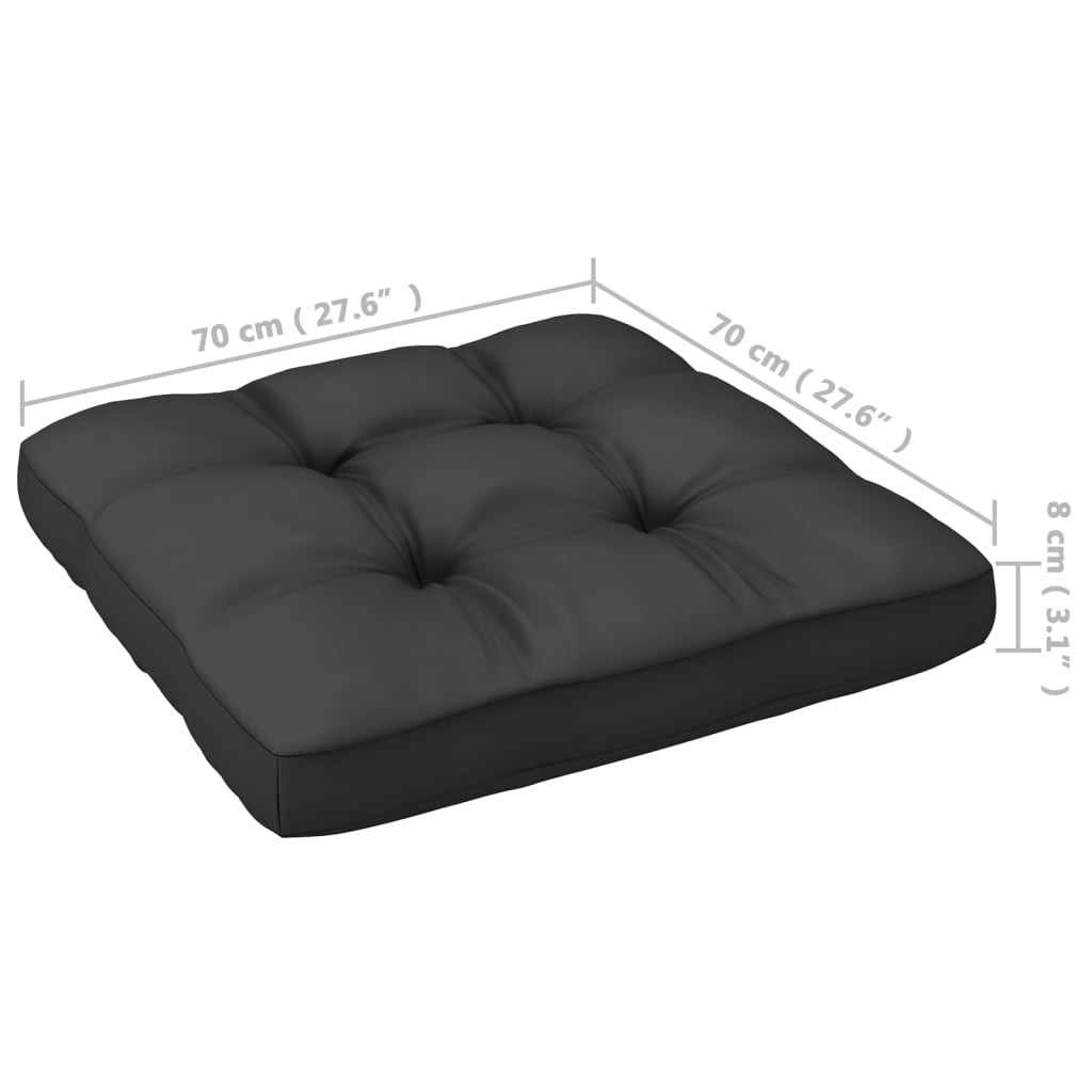 Set mobilier grădină cu perne, 8 piese, negru, lemn masiv pin - Lando