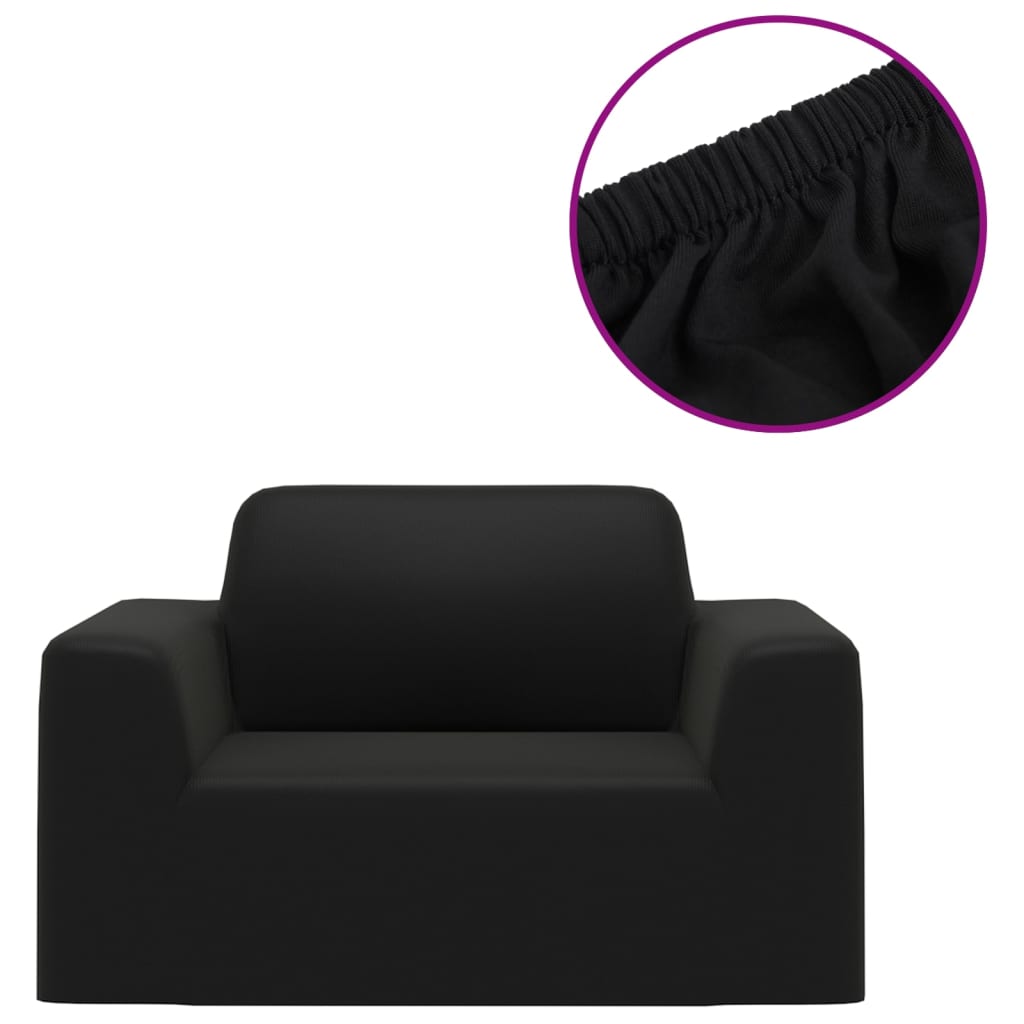 Husă elastică pentru canapea, negru, tricot poliester - Lando