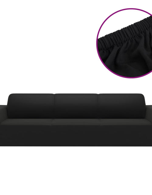 Încărcați imaginea în vizualizatorul Galerie, Husă elastică pentru canapea cu 4 locuri poliester jersey negru - Lando
