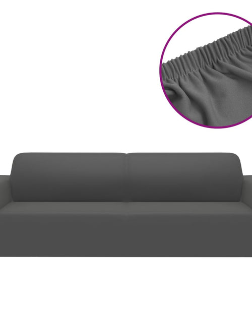 Încărcați imaginea în vizualizatorul Galerie, Husă elastică pentru canapea 3 locuri poliester jersey antracit - Lando
