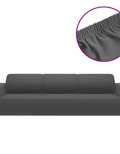 Încărcați imaginea în vizualizatorul Galerie, Husă elastică pentru canapea 4 locuri poliester jersey antracit - Lando
