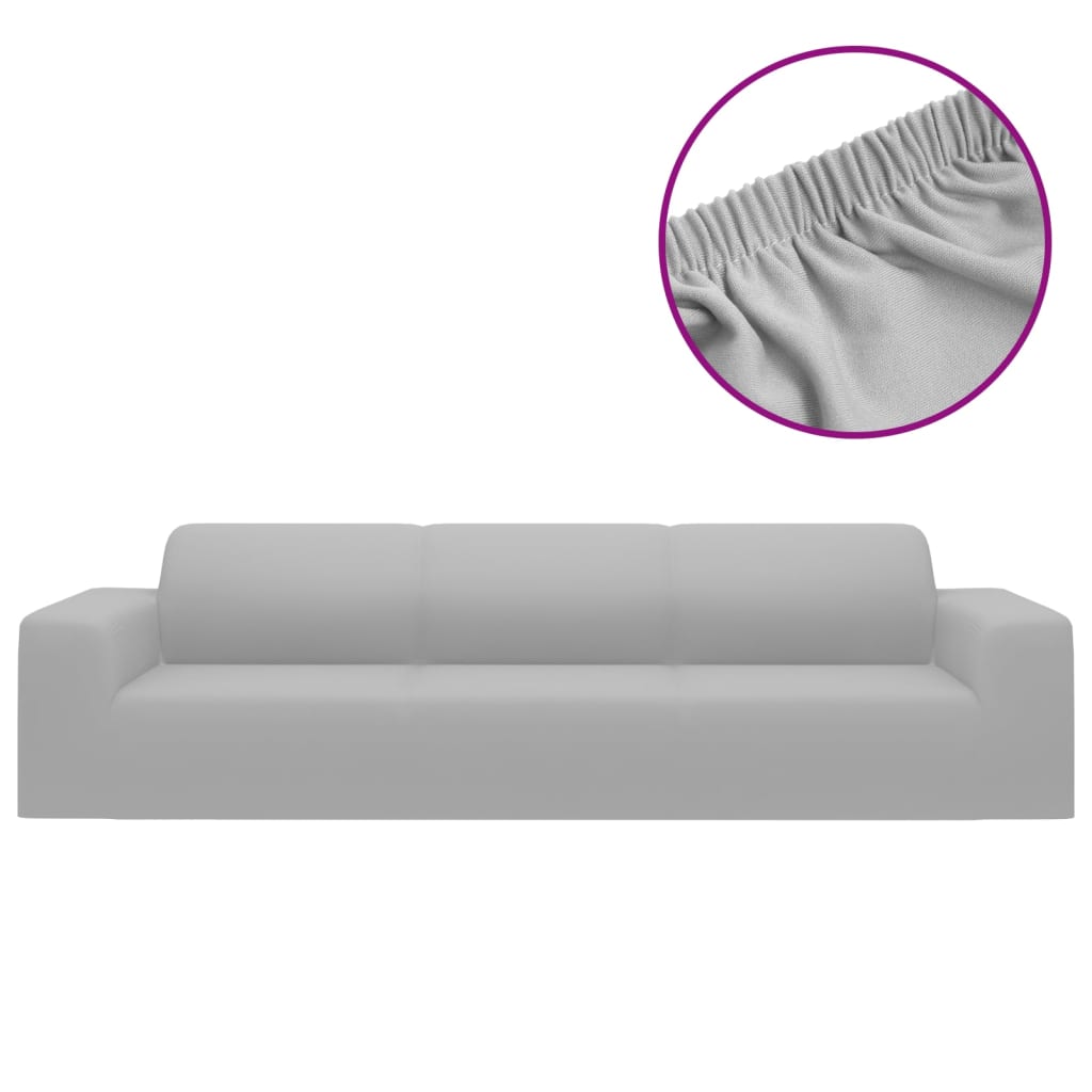 Husă elastică pentru canapea cu 4 locuri poliester jersey gri - Lando