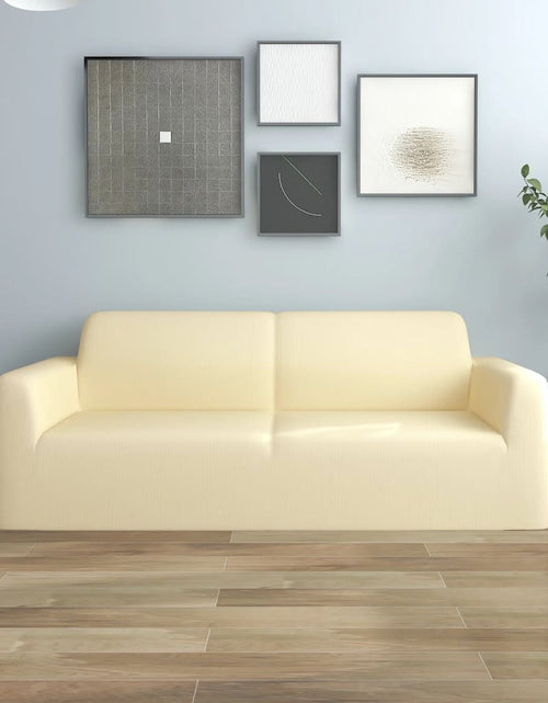 Încărcați imaginea în vizualizatorul Galerie, Husă elastică pentru canapea cu 2 locuri poliester jersey crem - Lando
