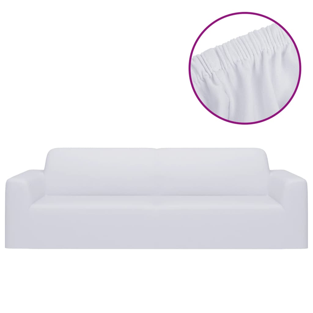 Husă elastică pentru canapea cu 3 locuri poliester jersey alb - Lando