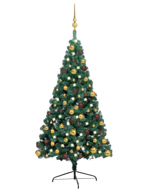 Загрузите изображение в средство просмотра галереи, Jumătate brad Crăciun artificial cu set globuri verde 240 cm Lando - Lando
