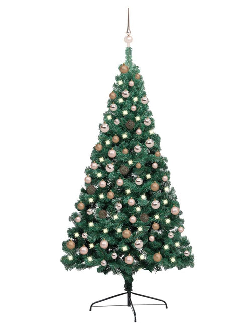 Загрузите изображение в средство просмотра галереи, Jumătate brad Crăciun artificial cu set globuri verde 180 cm - Lando
