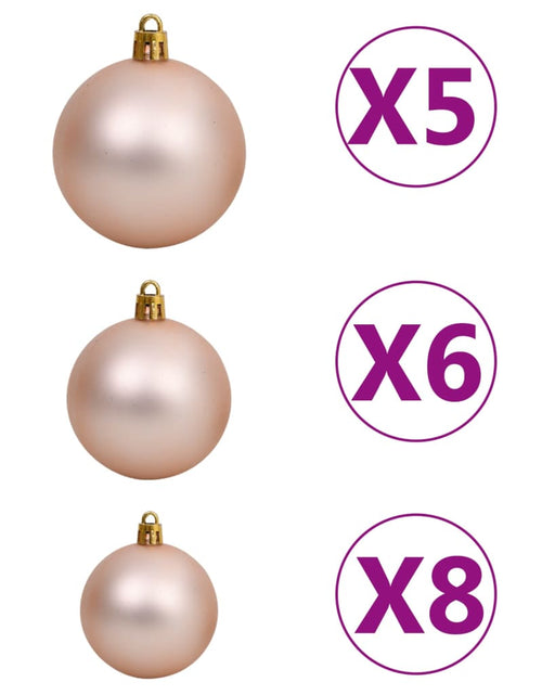 Загрузите изображение в средство просмотра галереи, Jumătate brad Crăciun artificial cu set globuri, alb, 120 cm - Lando
