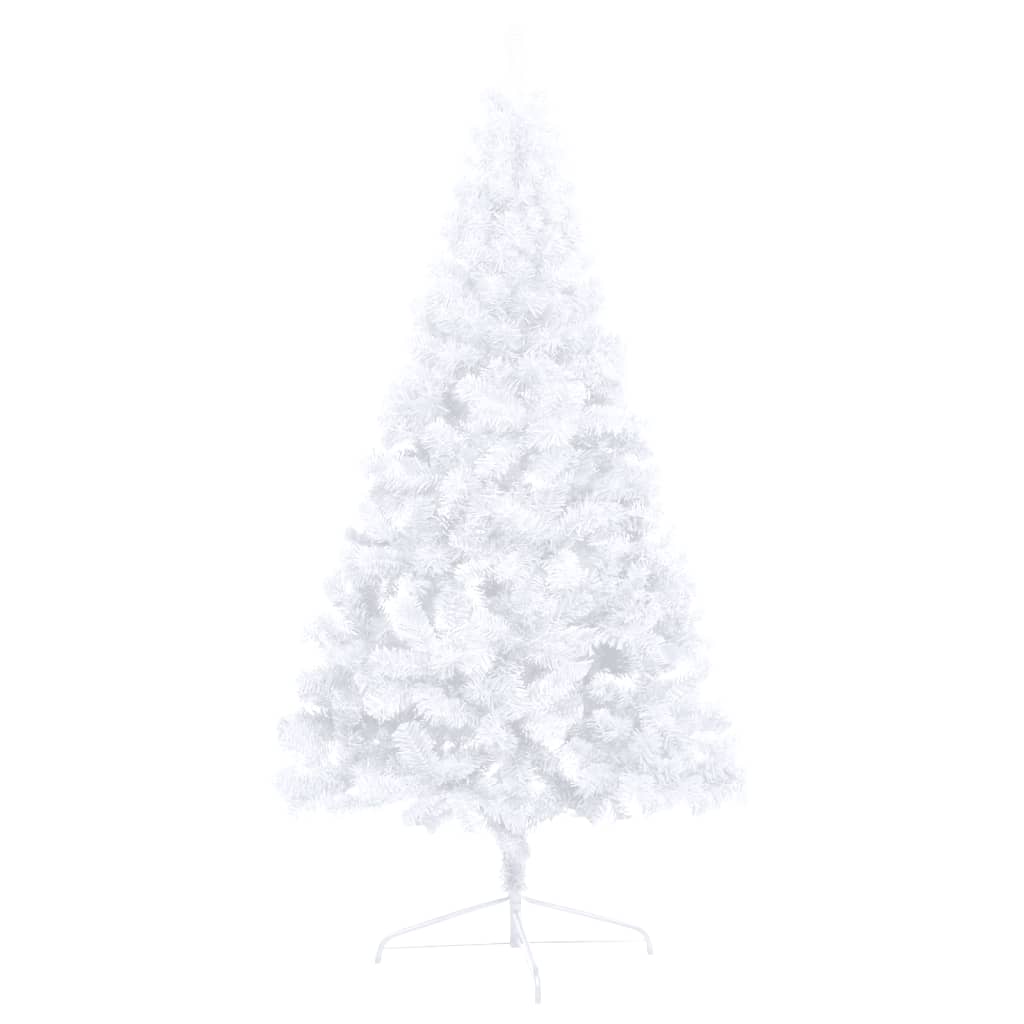 Jumătate brad Crăciun pre-iluminat cu set globuri, alb, 180 cm - Lando