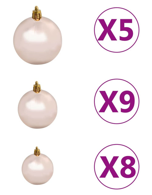 Загрузите изображение в средство просмотра галереи, Jumătate brad Crăciun pre-iluminat cu set globuri, alb, 240 cm - Lando

