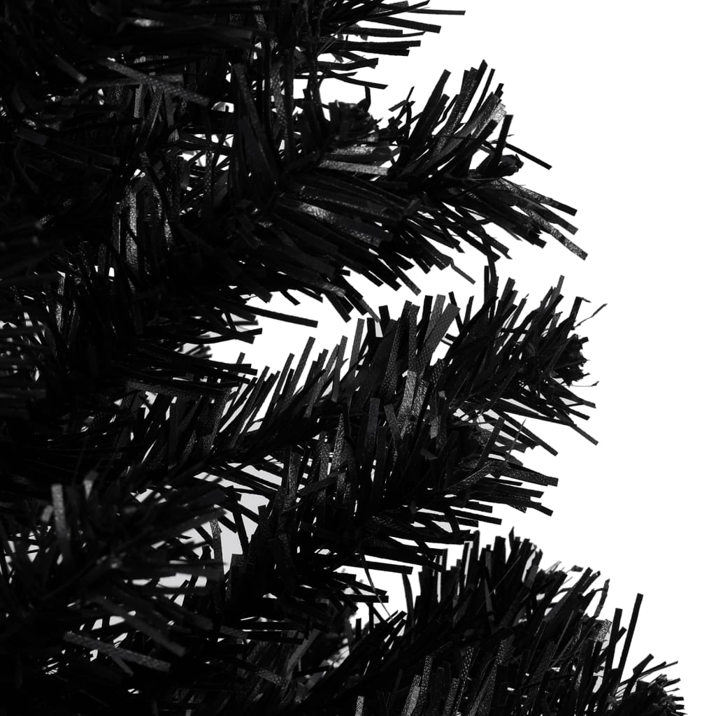Brad Crăciun pre-iluminat cu set globuri, negru, 120 cm, PVC - Lando