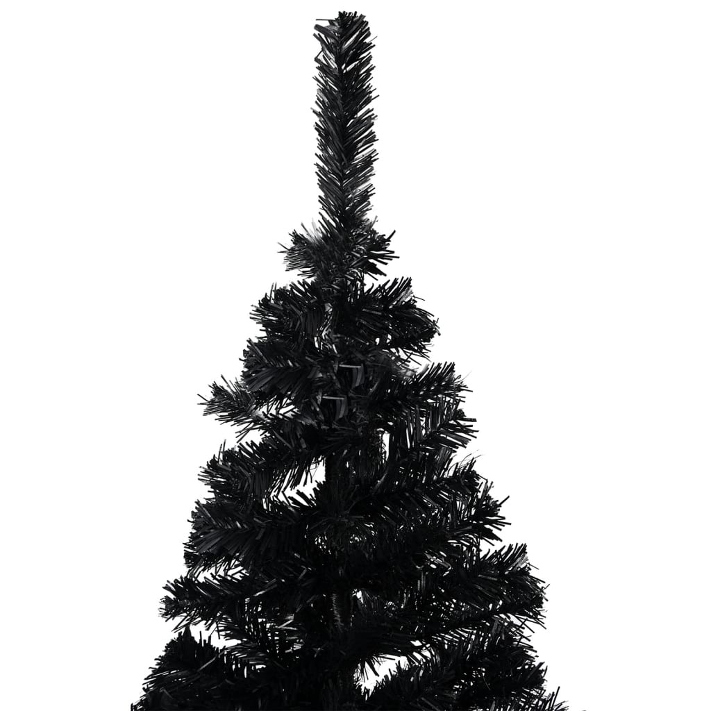 Brad Crăciun pre-iluminat cu set globuri, negru, 150 cm, PVC - Lando