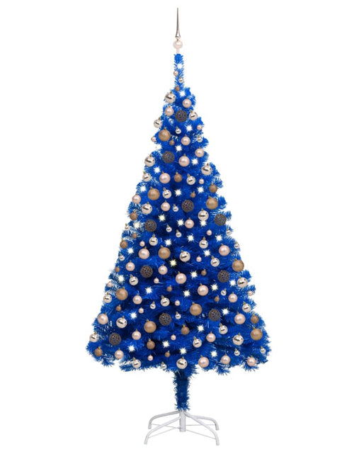Încărcați imaginea în vizualizatorul Galerie, Brad Crăciun pre-iluminat cu set globuri, albastru, 210 cm, PVC - Lando

