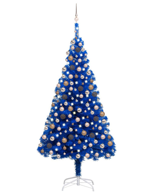 Încărcați imaginea în vizualizatorul Galerie, Brad Crăciun pre-iluminat cu set globuri, albastru, 240 cm, PVC - Lando
