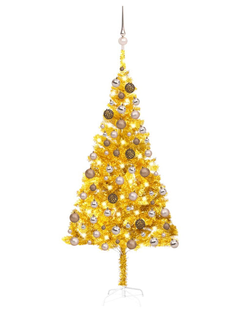 Încărcați imaginea în vizualizatorul Galerie, Brad Crăciun pre-iluminat cu set globuri, auriu, 180 cm, PET - Lando
