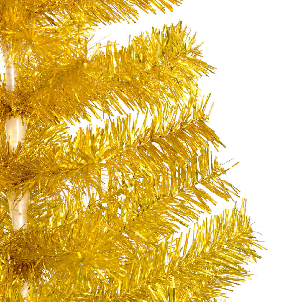 Brad Crăciun pre-iluminat cu set globuri, auriu, 210 cm, PET - Lando