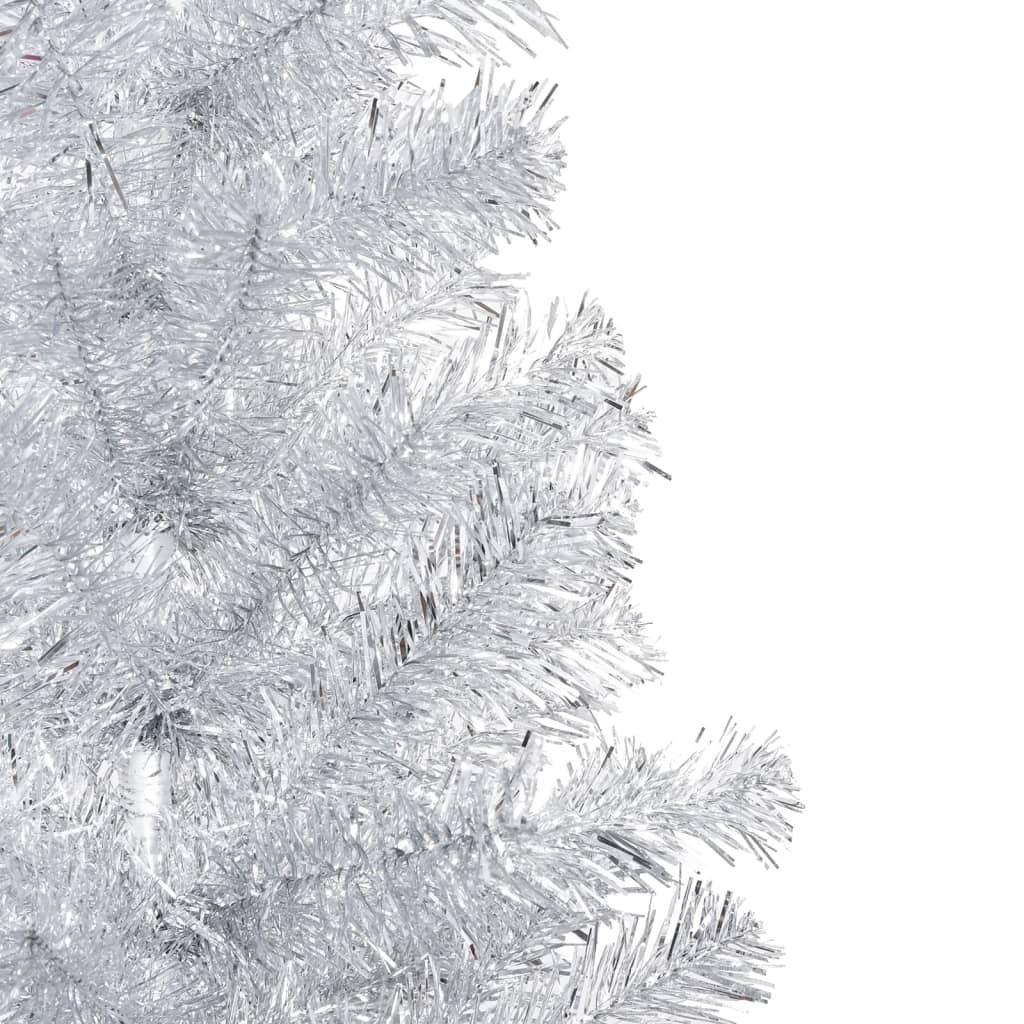Brad Crăciun pre-iluminat cu set globuri, argintiu, 150 cm, PET - Lando