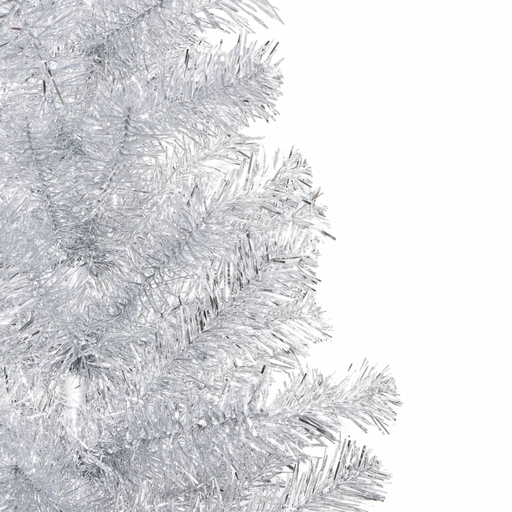 Brad Crăciun pre-iluminat cu set globuri, argintiu, 210 cm, PET - Lando