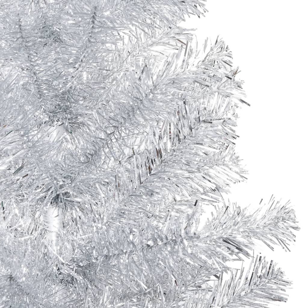 Brad Crăciun pre-iluminat cu set globuri, argintiu, 240 cm, PET - Lando