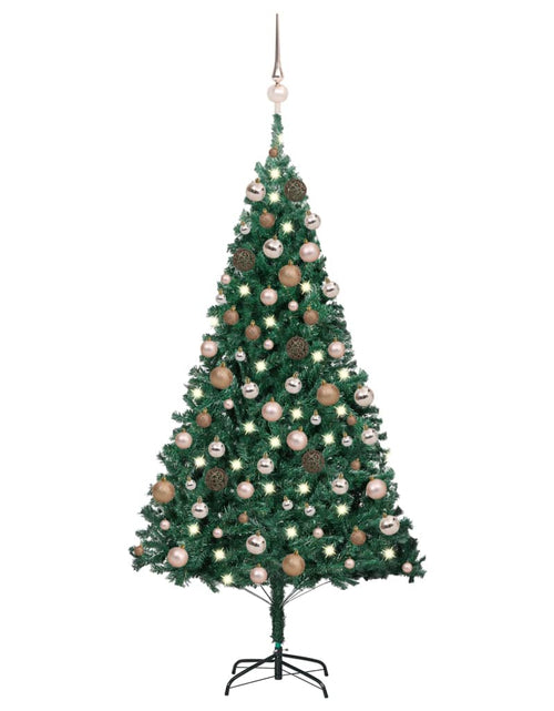Încărcați imaginea în vizualizatorul Galerie, Brad Crăciun pre-iluminat cu set globuri, verde, 180 cm, PVC - Lando
