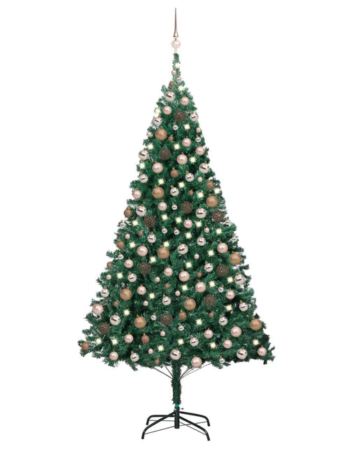 Încărcați imaginea în vizualizatorul Galerie, Brad de Crăciun pre-iluminat cu set globuri, verde, 210 cm, PVC - Lando
