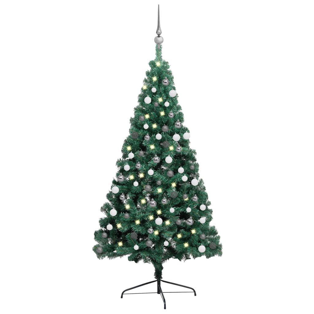 Brad Crăciun artificial pre-iluminat set globuri verde 120 cm - Lando