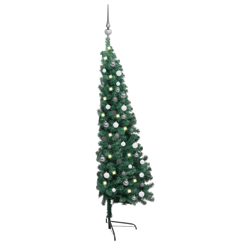 Brad Crăciun artificial pre-iluminat set globuri verde 120 cm - Lando